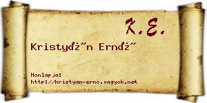 Kristyán Ernő névjegykártya